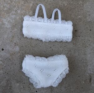 11.5" doll white bralette and panties set